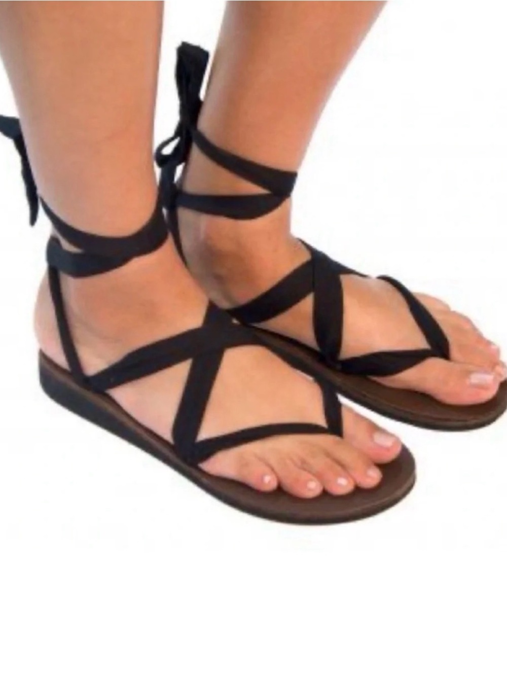 Sseko Ribbon Sandals black size 7 NWOT